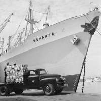 Foto av skipet Bonanza som skal laste ombord norsk eksportøl.