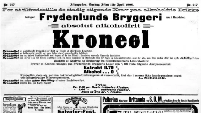 Annonse for Frydenlund Kroneøl